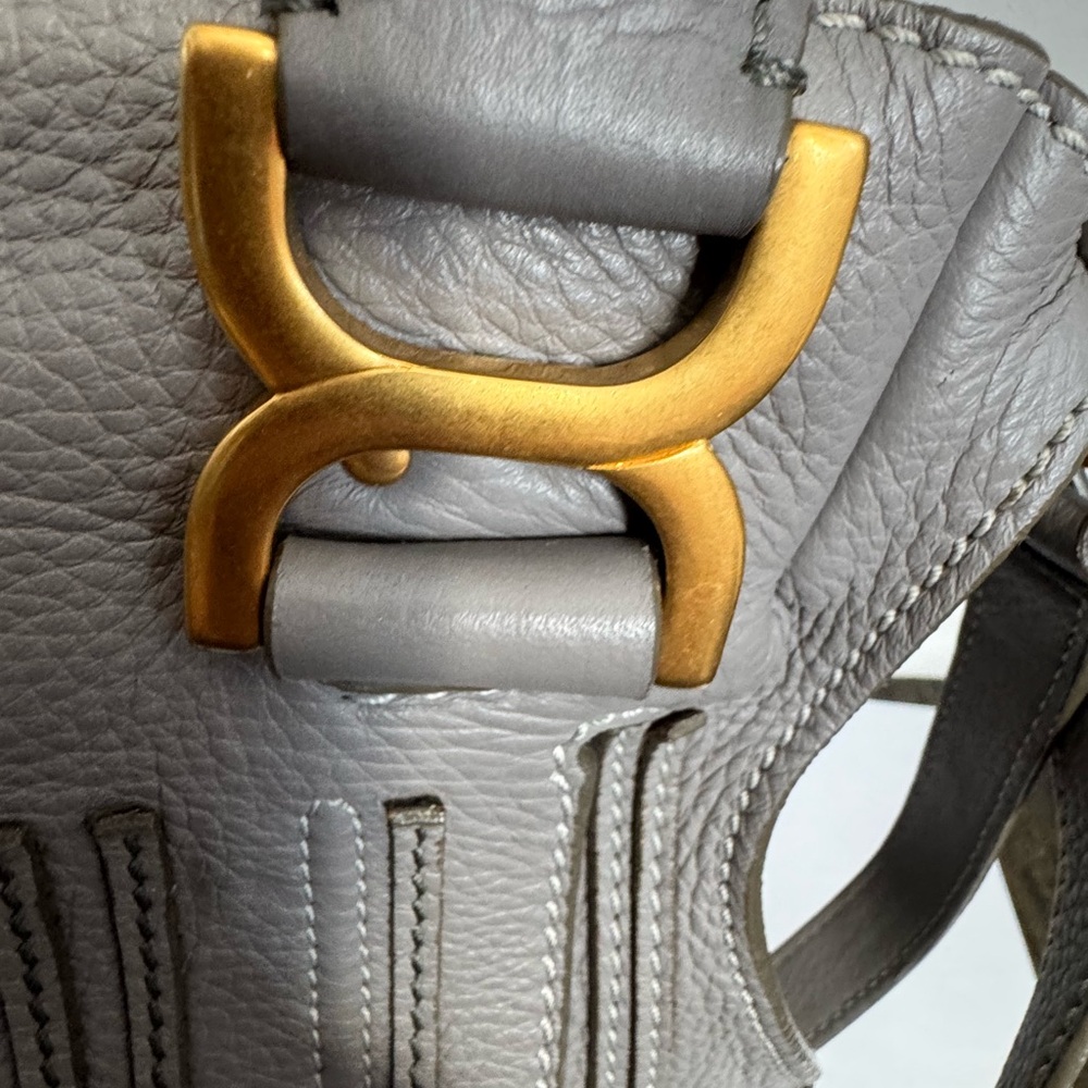 Chloe Marcie Medium Gray Leather Satchel - Picture 12 of 16